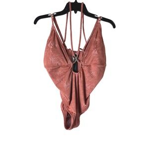 Victoria's Secret Swim One Piece Women XL Rose Palm Leaf Strappy Brazilian NWT